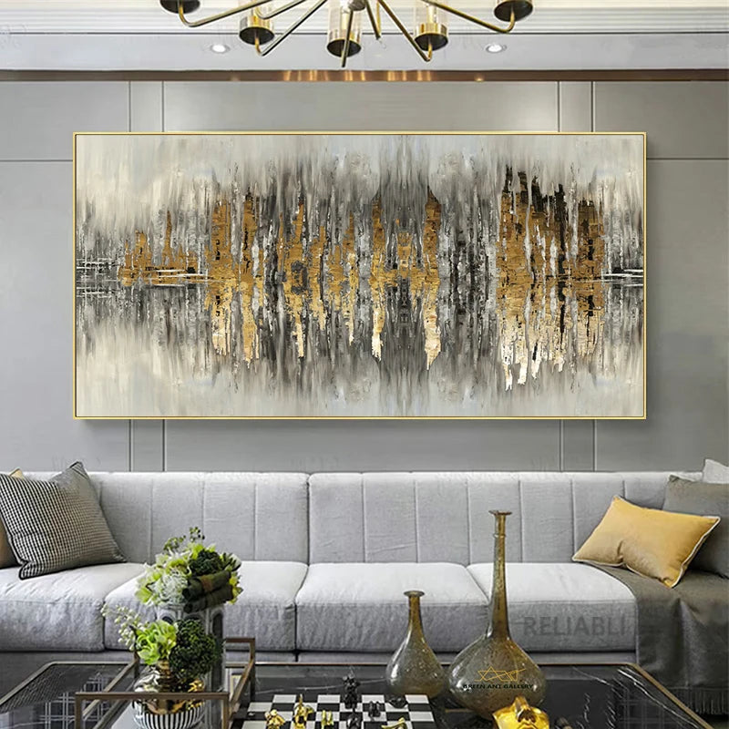 Wall Painting Abstract Golden Art Wall Pictures For Living Room Canvas Painting Home Decor Posters And Prints Vintage Cuadros Peaceful Pleasures Health and Wellness zl1 7 20x40cm