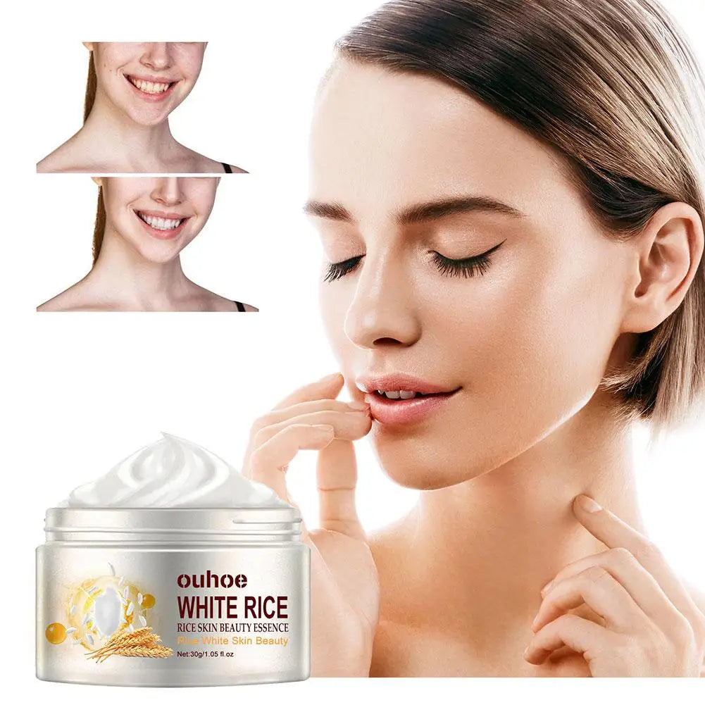 White Rice Essence Brightening Face Cream 30g – Lightweight Moisturizer for All Skin Types Peaceful Pleasures Health and Wellness