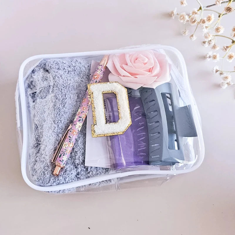 Personalized Embroidered Transparent Makeup Bag | Teacher Gift Personalized Makeup Bag Peaceful Pleasures Health and Wellness