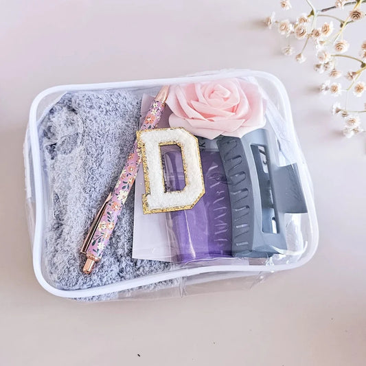 Personalized Embroidered Transparent Makeup Bag | Teacher Gift Personalized Makeup Bag Peaceful Pleasures Health and Wellness