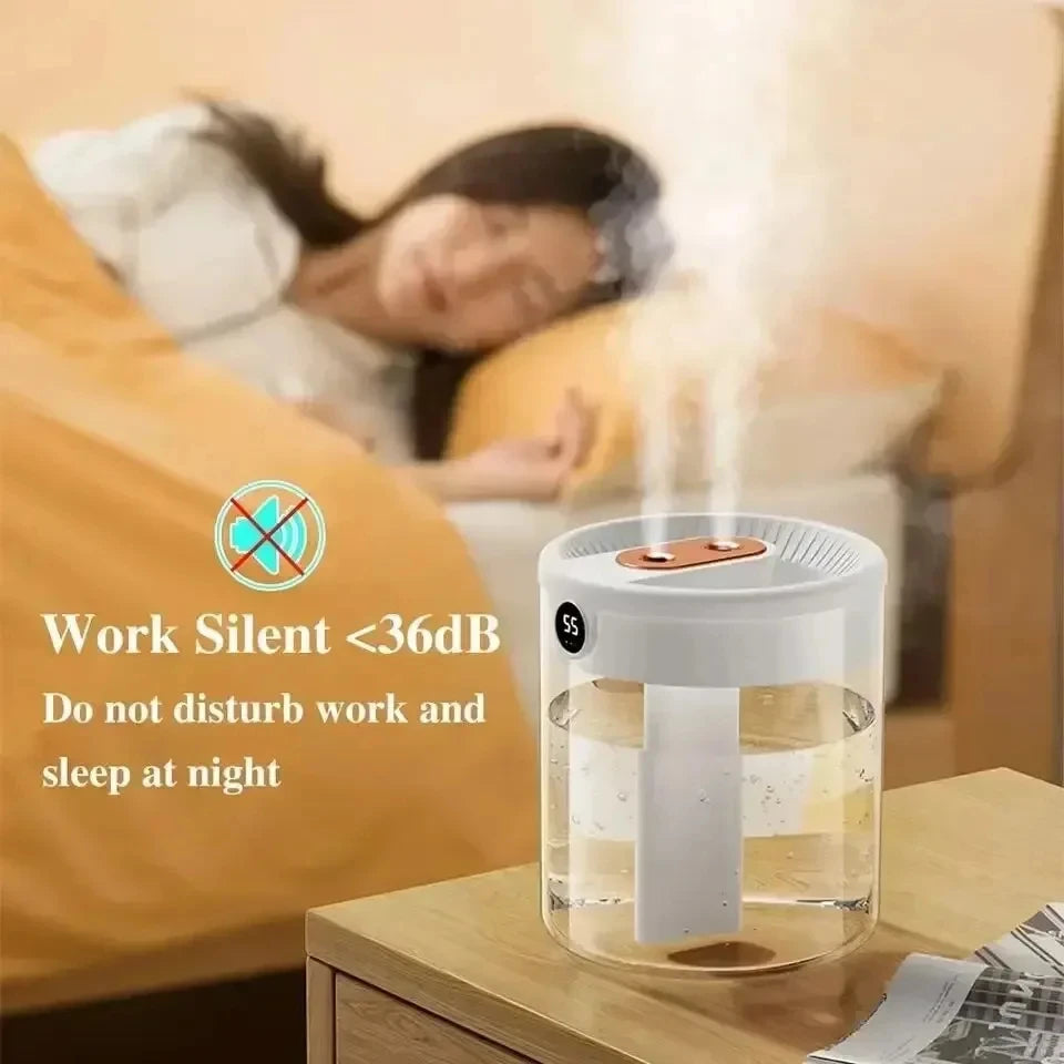 HOMEFISH 2L Dual Spray USB Humidifier | LED Display Night Light