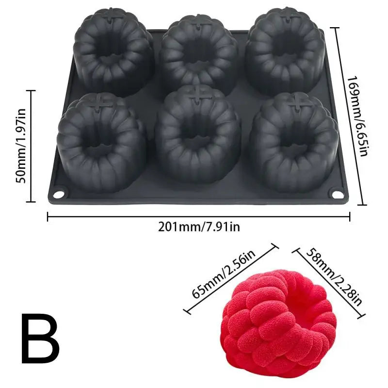 6-Cavity Silicone Raspberry Mold – Non-Stick Baking & Jelly Mold Silicone Baking Mold Peaceful Pleasures Health and Wellness B
