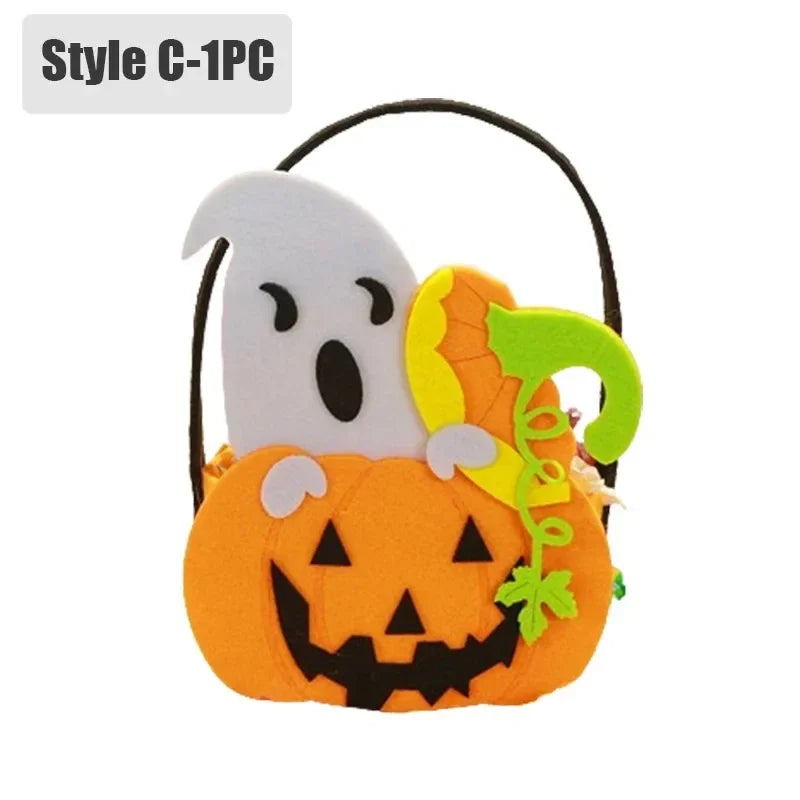 Halloween Felt Pumpkin Trick or Treat Bags with Handle | 1-6 Pack