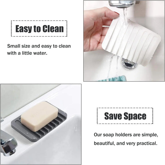 Home Silicone Drain Soap Box Kitchen Bathroom Anti-slip Sink Tray Creative Washing Table Soap Tray Free Punch Drain Rack Peaceful Pleasures Health and Wellness
