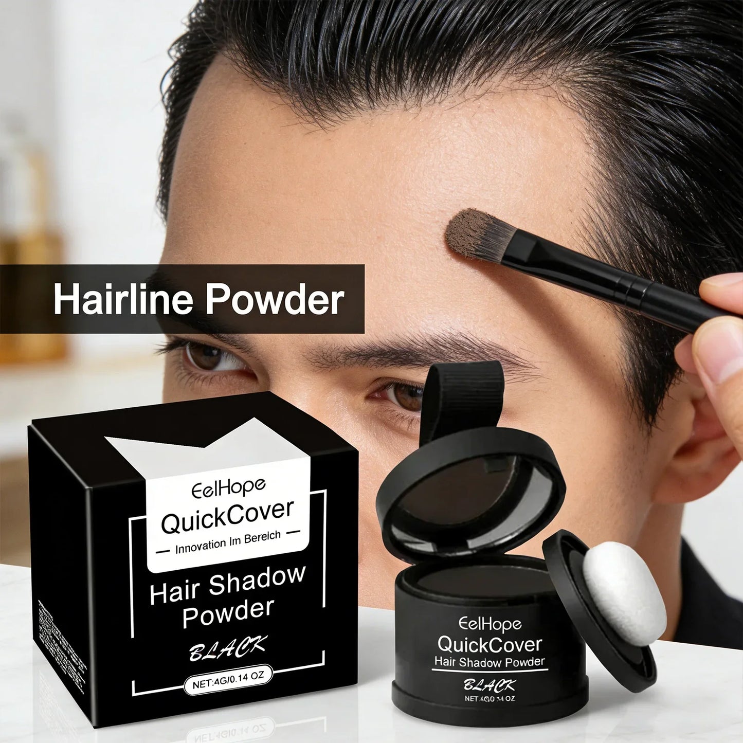 Eelhope Black Hairline Powder – Waterproof Root Cover 4g