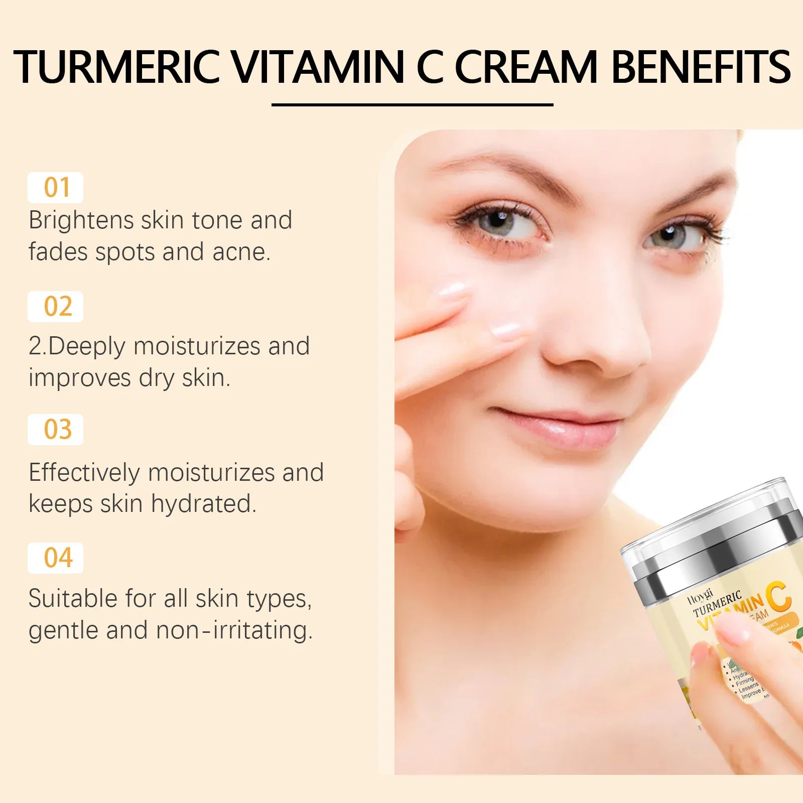 Turmeric Cleanser Oil Control Dark Spot Removal Anti Acne Deep Cleansing Shrink Pore Brightening Moisturizing Vitamin C Cream Peaceful Pleasures Health and Wellness