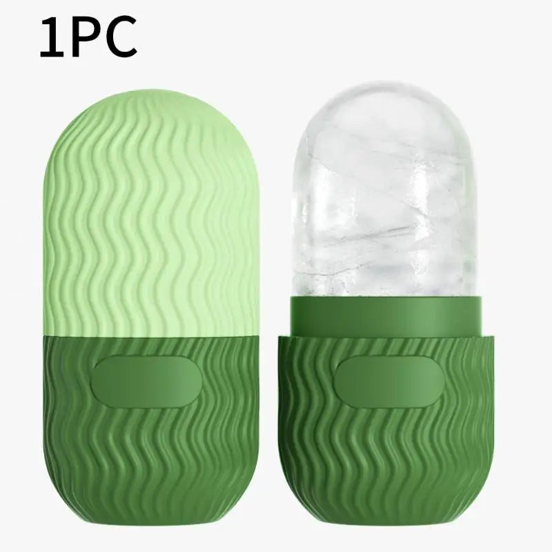 Silicone Cube Tray Shape Face Facial Ice Roller Massage Face Massage Roller Facial Reusable Ice Face Roller Skincare Tool Peaceful Pleasures Health and Wellness Green 2