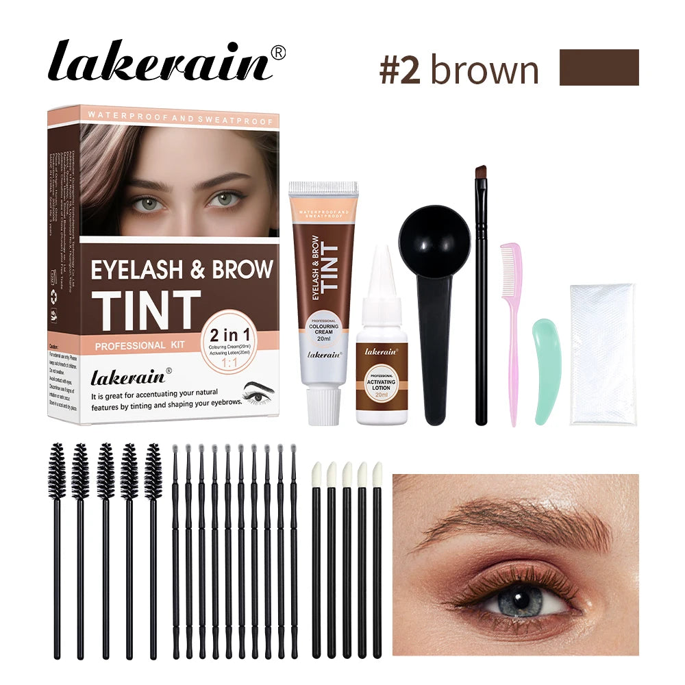 Lakerain Eyebrow Tint Dye Professional Eyebrow Dye Waterproof Long-lasting Eyebrow Brow Kit Semi Permanent Home Use Pro Kit Peaceful Pleasures Health and Wellness 02 brown
