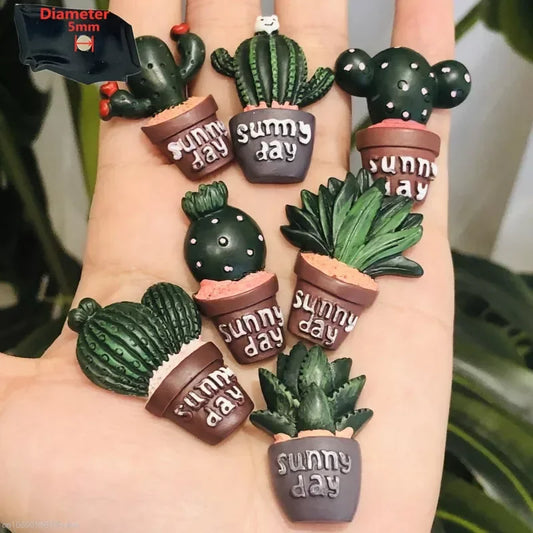 1PCS Resin Sunny Day Cute Mini Plant Succulent Potted Plant Fridge Magnetic Decoration Refrigerator Magnets Sticker Gift Peaceful Pleasures Health and Wellness