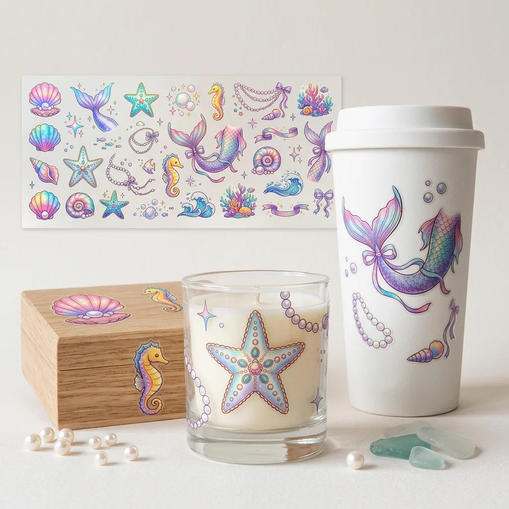 Mermaid Ocean Sticker Sheet – Kids DIY Scrapbook Decals
