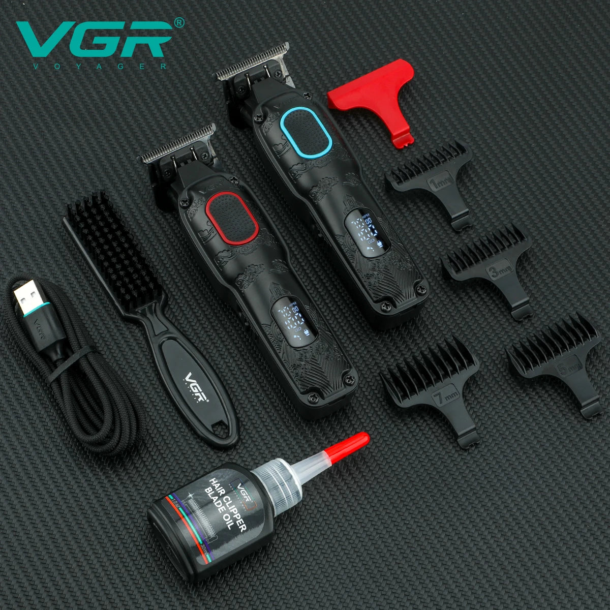 VGR intelligent digital hair clipper relief texture machine height endurance 7000rpm hair salon home carving push shear V-254 Peaceful Pleasures Health and Wellness