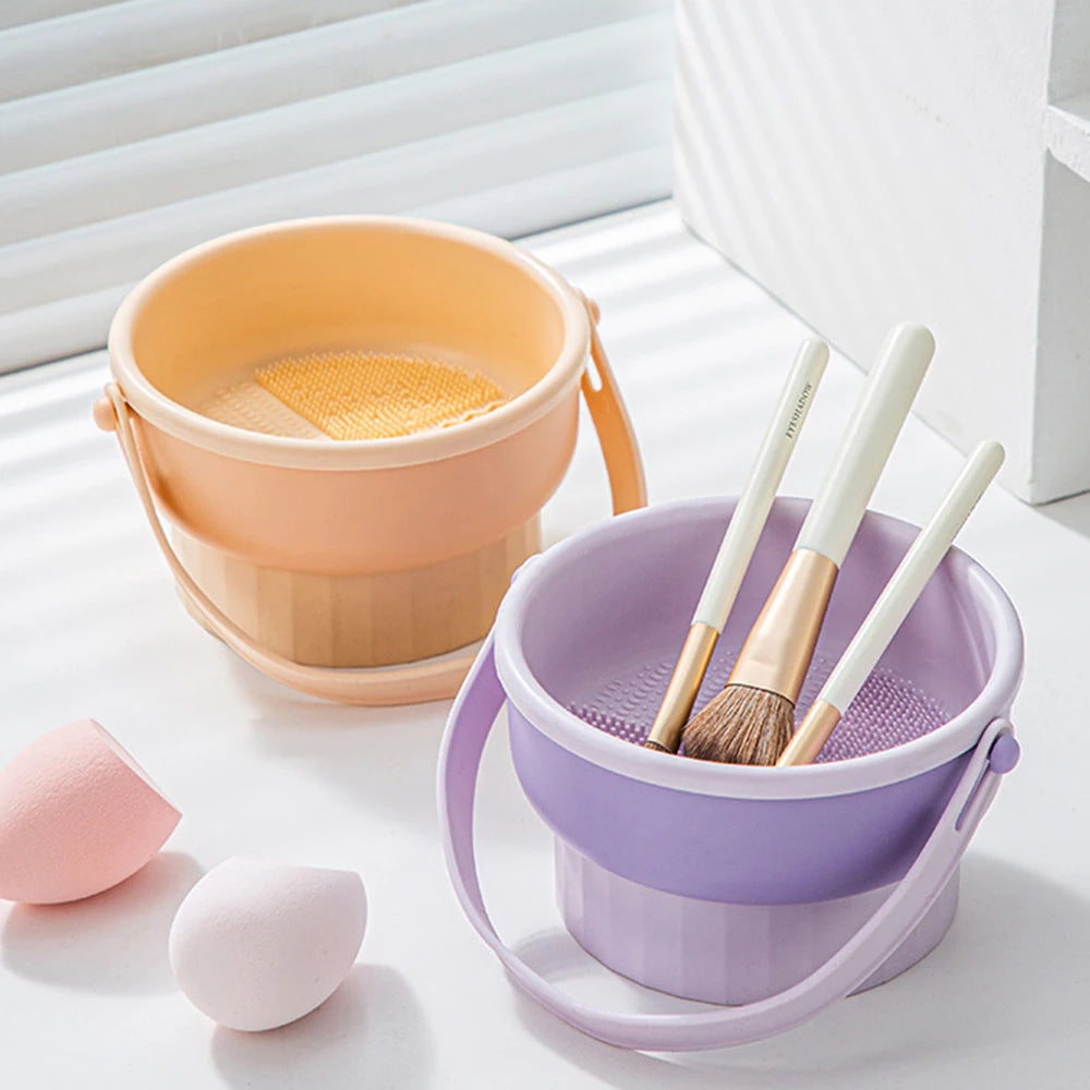 Makeup Brush Cleaning Bowl Beauty Egg Cleaning Tool Storage Set Brush Powder Puff Dry Cleaning Silicone Drying Shelf Peaceful Pleasures Health and Wellness