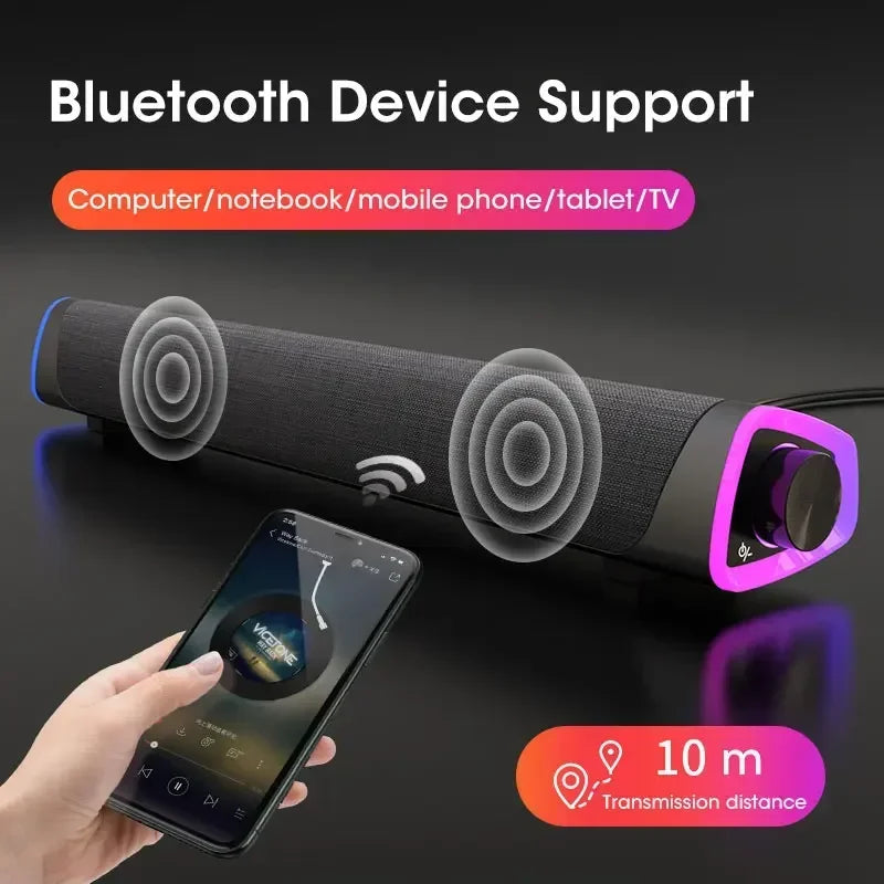 2.1 Channel Soundbar with Subwoofer, Bluetooth 5.0 Speaker System for TV/PC, USB Powered Stereo Bass HD Audio for Laptop/Macbook Peaceful Pleasures Health and Wellness