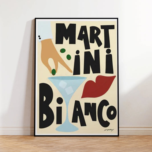 Modern Abstract Martini Bianco Canvas Wall Art Print | Home Decor Canvas Wall Art Peaceful Pleasures Health and Wellness G4964 30x40cm Wood Framed
