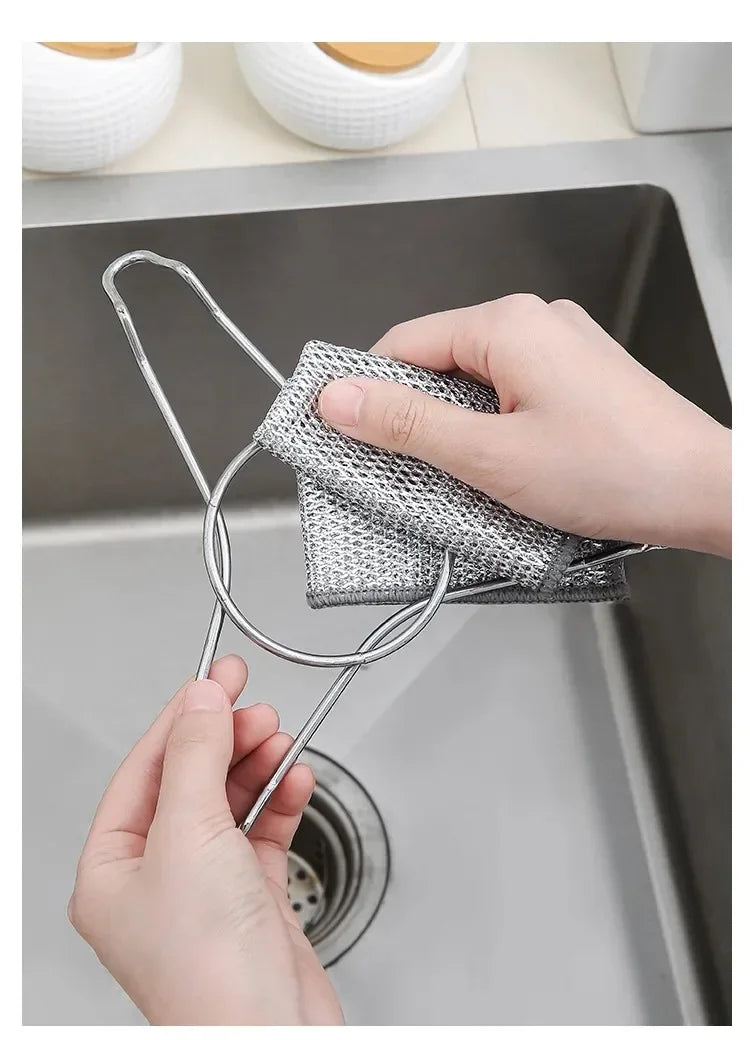 Magic Cleaning Cloth Metal Steel Wire Dish Pot Washdishing Cloths Kitchen Rags Clean Tools Thickened Double -sided Cloth Gadgets Peaceful Pleasures Health and Wellness