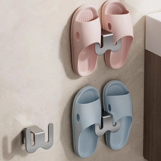 No-Drill Aluminum Wall-Mounted Slipper & Shoe Storage Rack Wall Shoe Rack Peaceful Pleasures Health and Wellness