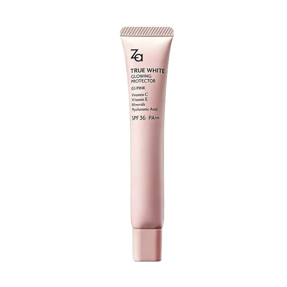 Za True White Glowing Correcting Protector Vitamin C E Minerals Hyaluronic Acid SPF36 PA++ Original Face Whiten Sunscreen Cream Peaceful Pleasures Health and Wellness pink
