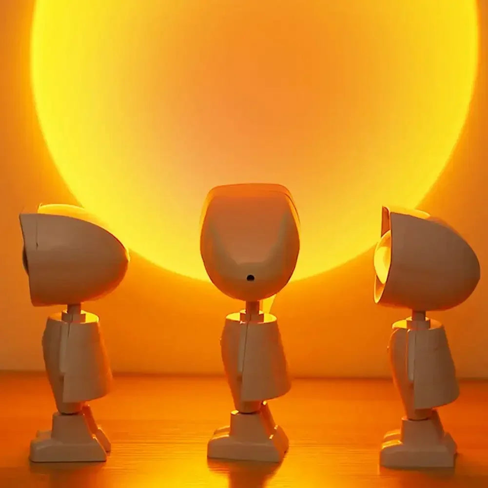 Rechargeable Astronaut Robot Rainbow Projection Sun Lamp Table Night Light Sunset Lamp Infinite Dimming Bedroom Atmosphere Light Peaceful Pleasures Health and Wellness