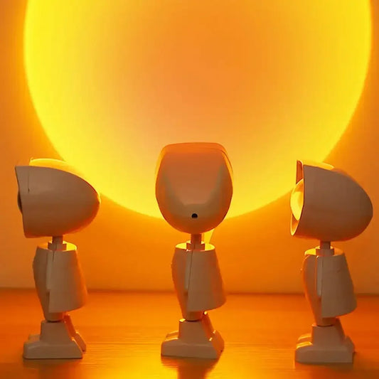 Rechargeable Astronaut Robot Rainbow Projection Sun Lamp Table Night Light Sunset Lamp Infinite Dimming Bedroom Atmosphere Light Peaceful Pleasures Health and Wellness