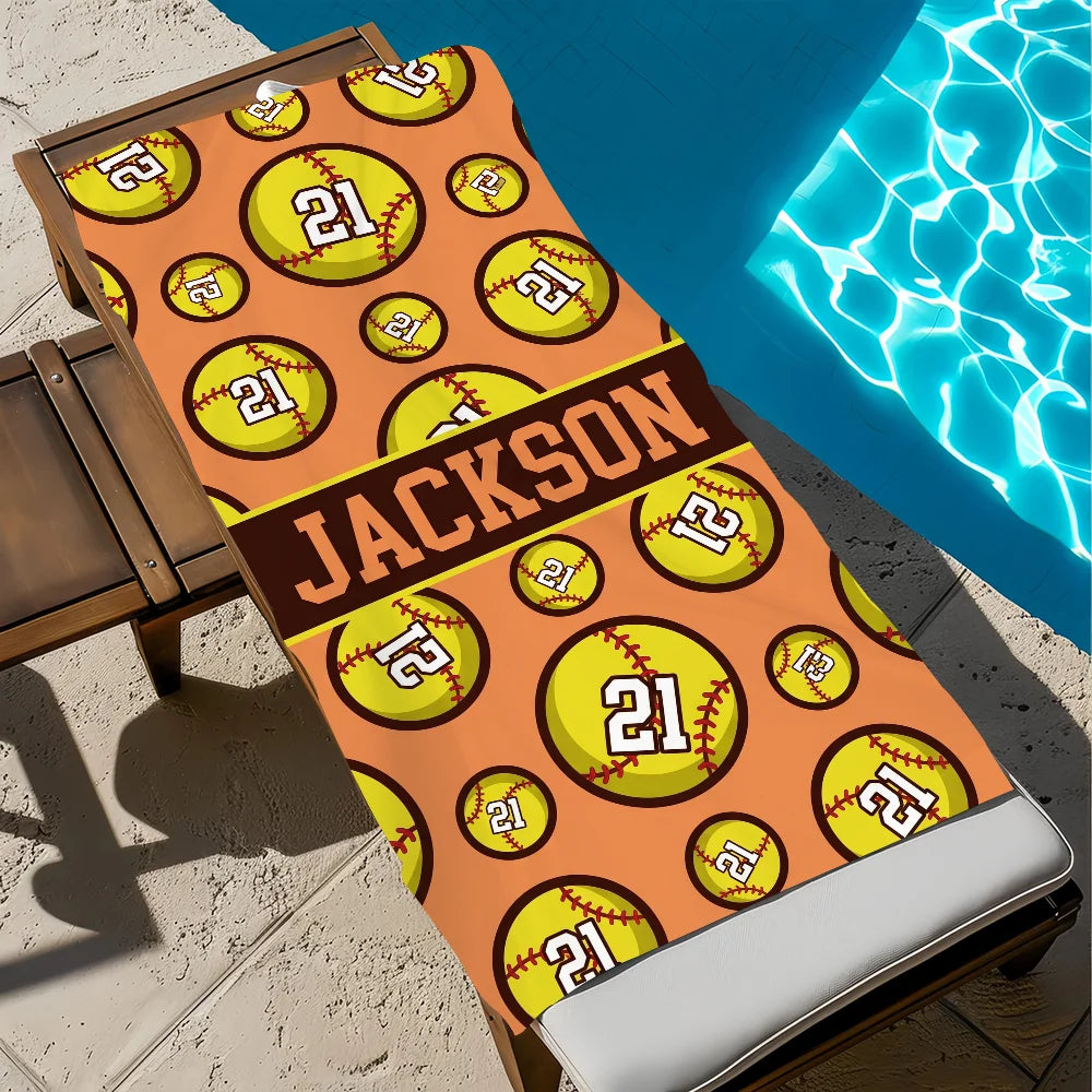 Custom Softball Team Quick-Dry Beach Towel | Sports & Travel Sports Beach Towel Peaceful Pleasures Health and Wellness z2 STJ40x70CM