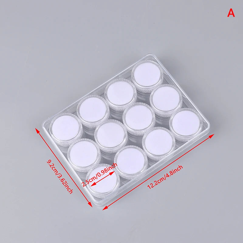 1Set/12 PCS Acrylic Round Gemstone Display Collection Storage Box Jewelry Gems Loose Diamond Container Organizer Case With Lid Peaceful Pleasures Health and Wellness White