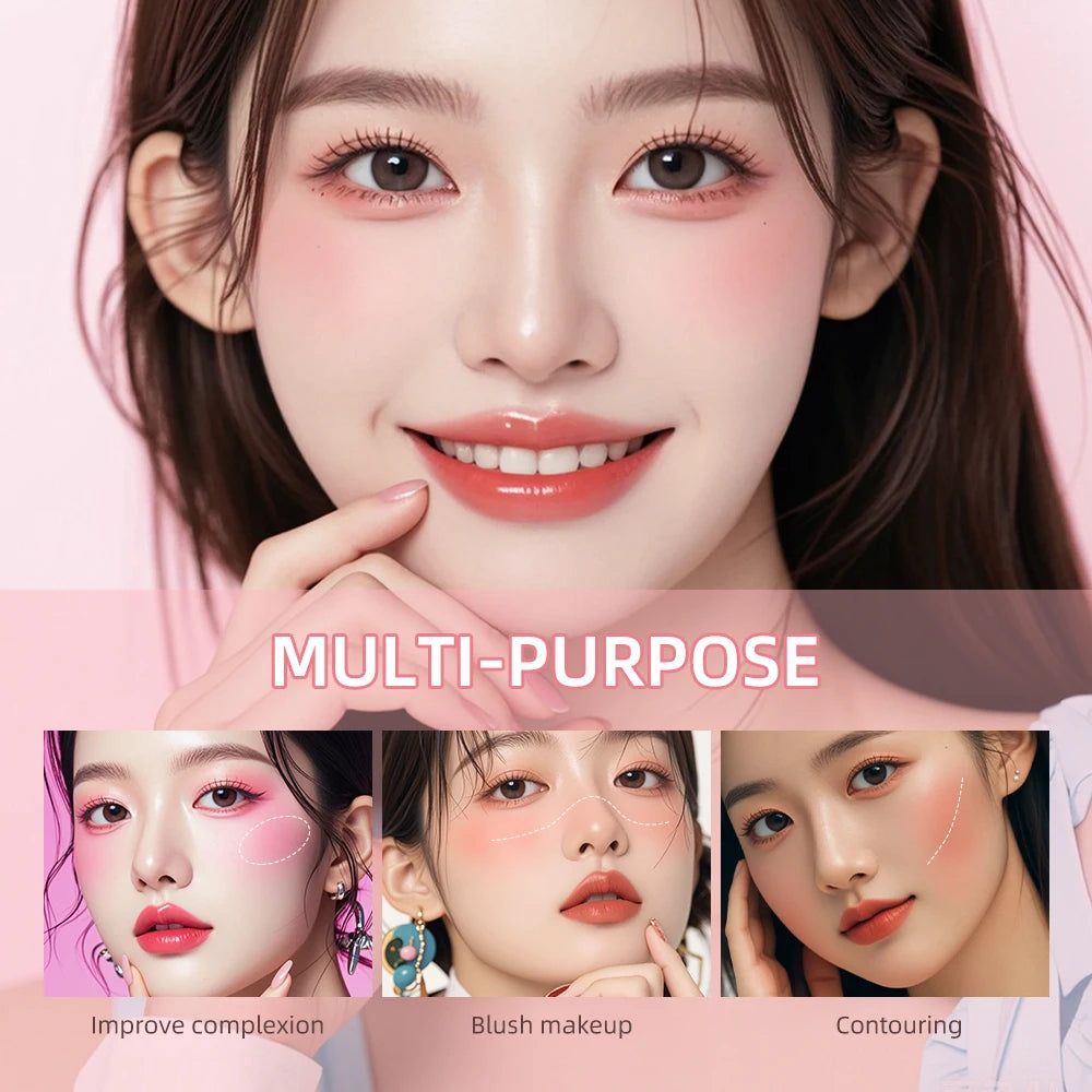 Soft Fog Blush Stick Face Blusher Patting Powder Blusher for Cheeks Cute Korean Style Waterproof Blush Sponge Brush Head 3Colors Peaceful Pleasures Health and Wellness