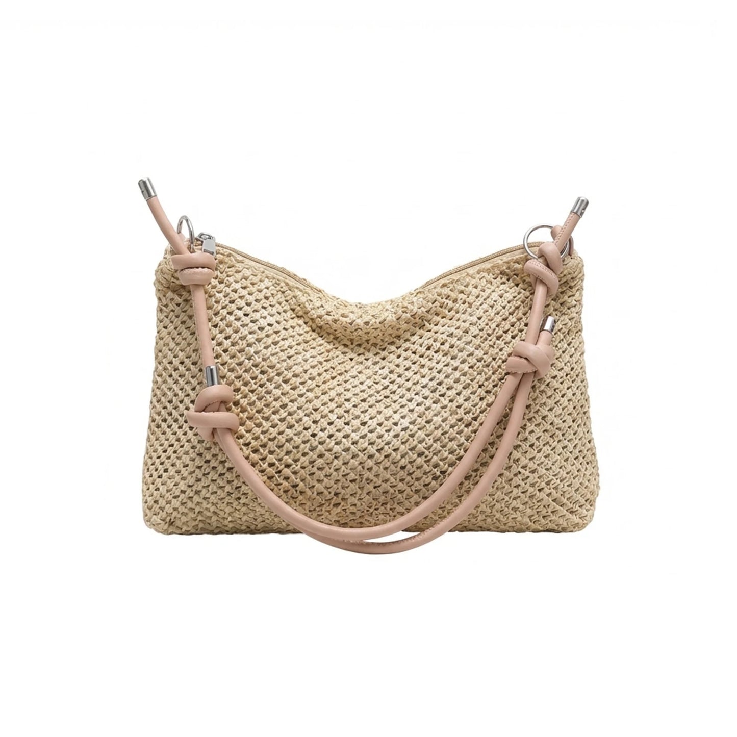 Women Straw Shoulder Bag Lightweight Casual Summer Handbag with Adjustable Strap Peaceful Pleasures Health and Wellness Khaki