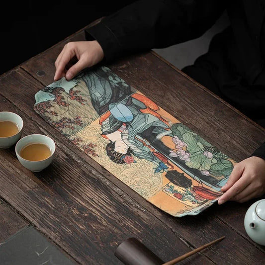 China-Chic Antique Colored Tea Towel Kungfu Tea Set Strong Water Absorption Thickening Cotton Tea Ceremony Accessories Peaceful Pleasures Health and Wellness