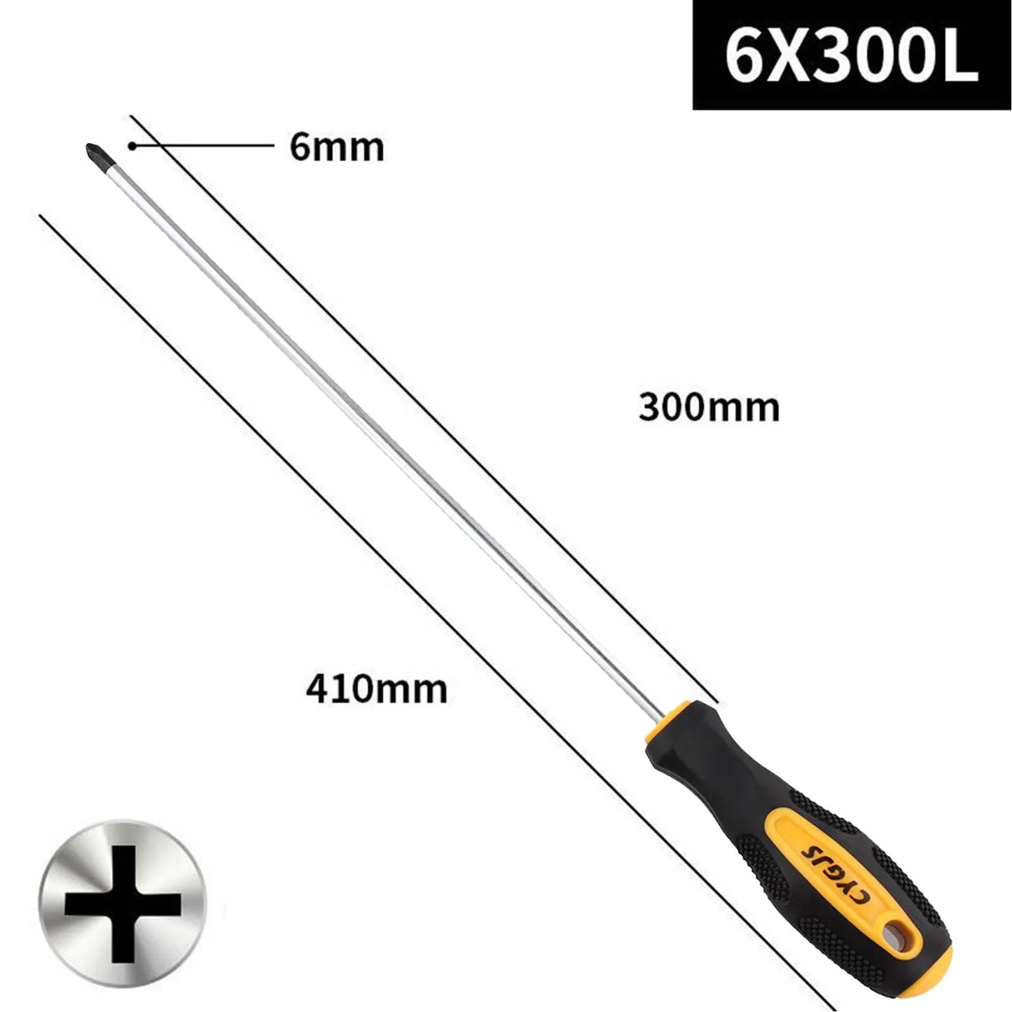 1 Extended Screwdriver Long Slotted Cross Rubber Handle Magnetic