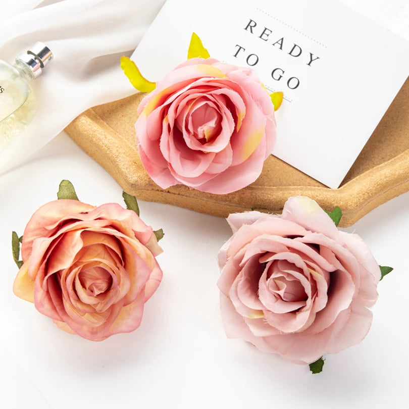 Artificial Silk Rose Heads 5/10pcs | Wedding & Home Decor