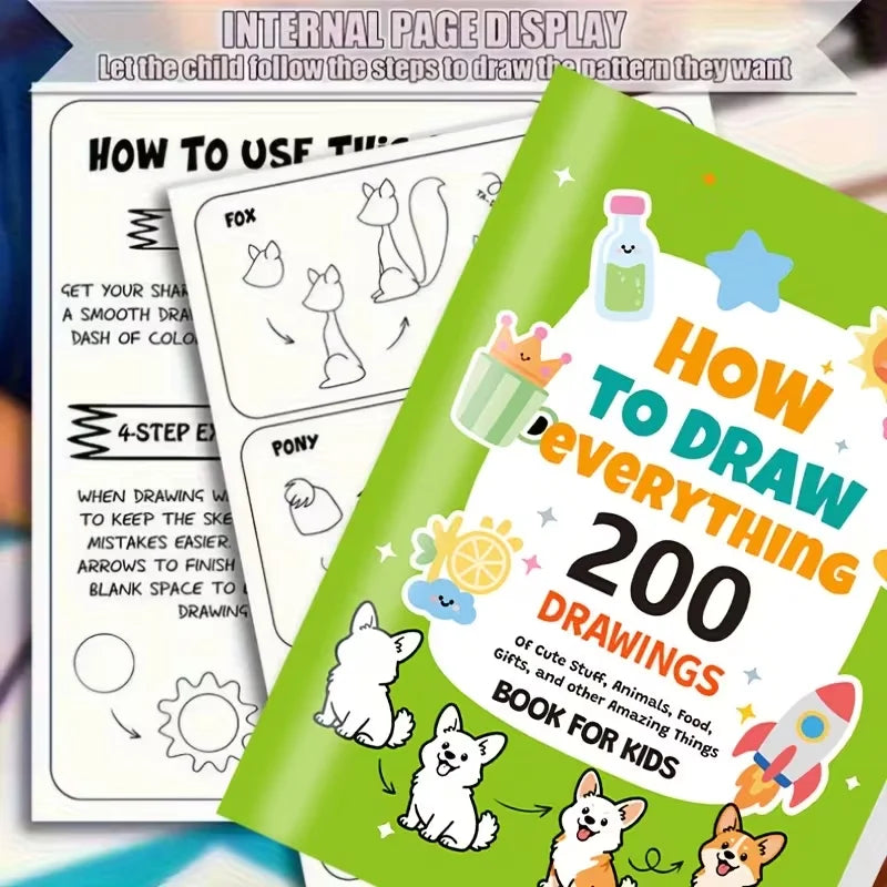 Drawing Book Kids 200+ Step-by-step Art Education Coloring How Draw