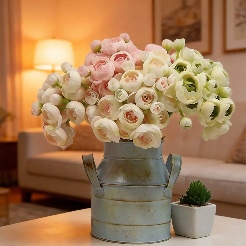 Ranunculus Artificial Flowers Faux Silk Peonies Bulk Vase Rose