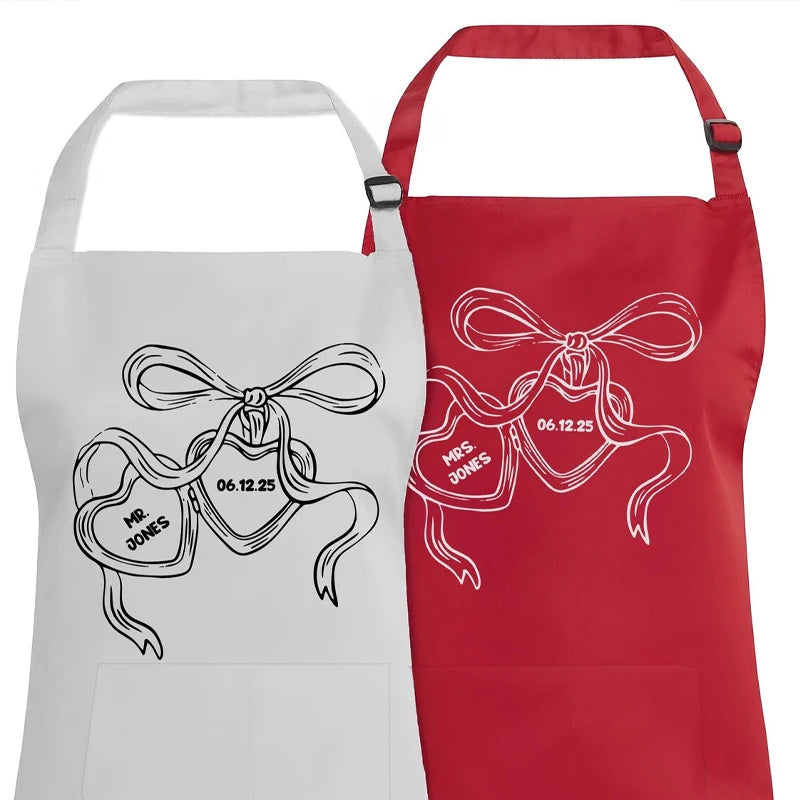 Personalized Matching Couple Aprons – Custom Wedding Gift Set Personalized Couple Aprons Peaceful Pleasures Health and Wellness
