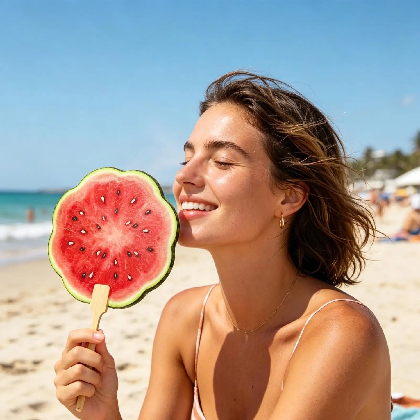 Round Fans For Travel Watermelon Printing Photo Prop Camping Watermelon Print Fan For Camping Picnic Fishing Beach Outdoor Men Peaceful Pleasures Health and Wellness
