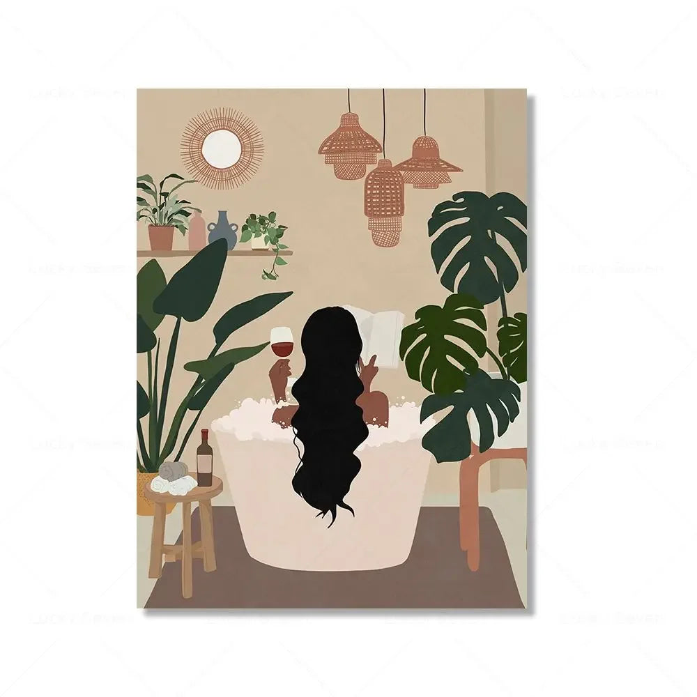 African Woman Reading Canvas Wall Art | Black Girl Poster