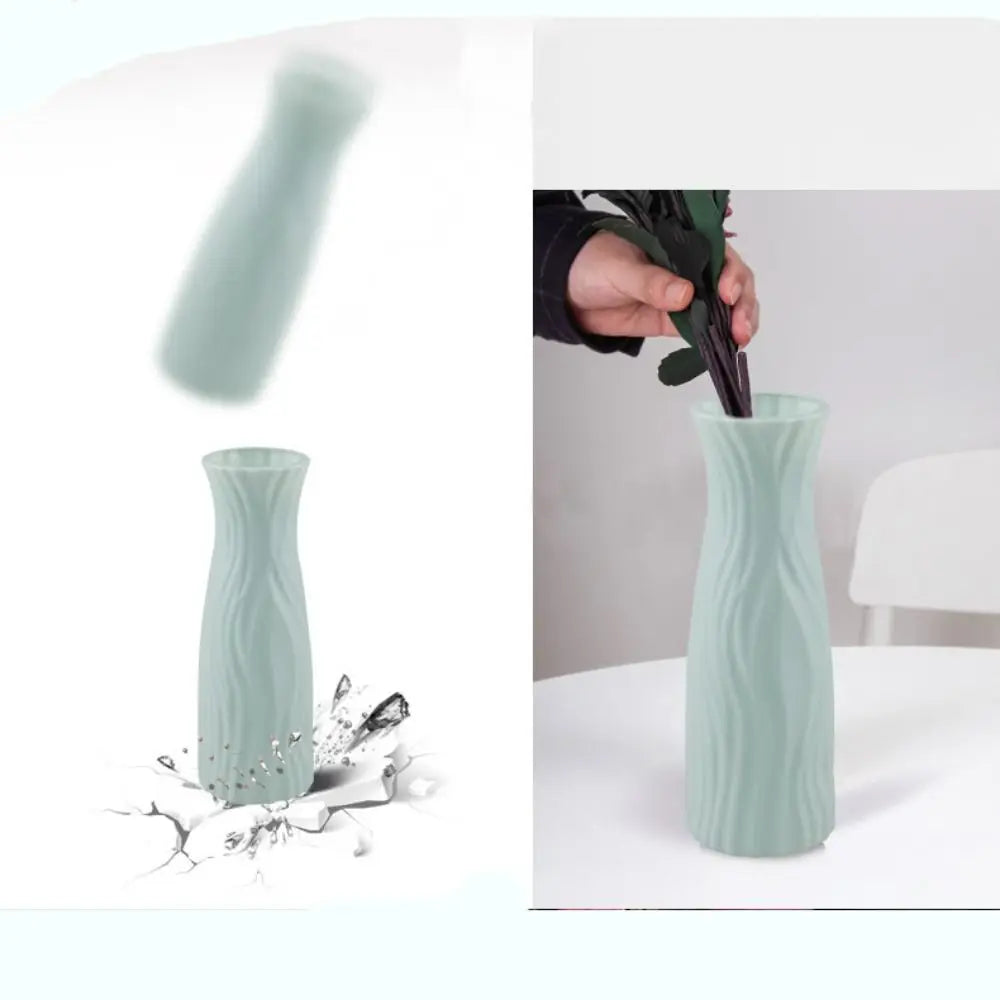 Nordic Plastic Flower Vase | Ceramic-Look Home Décor