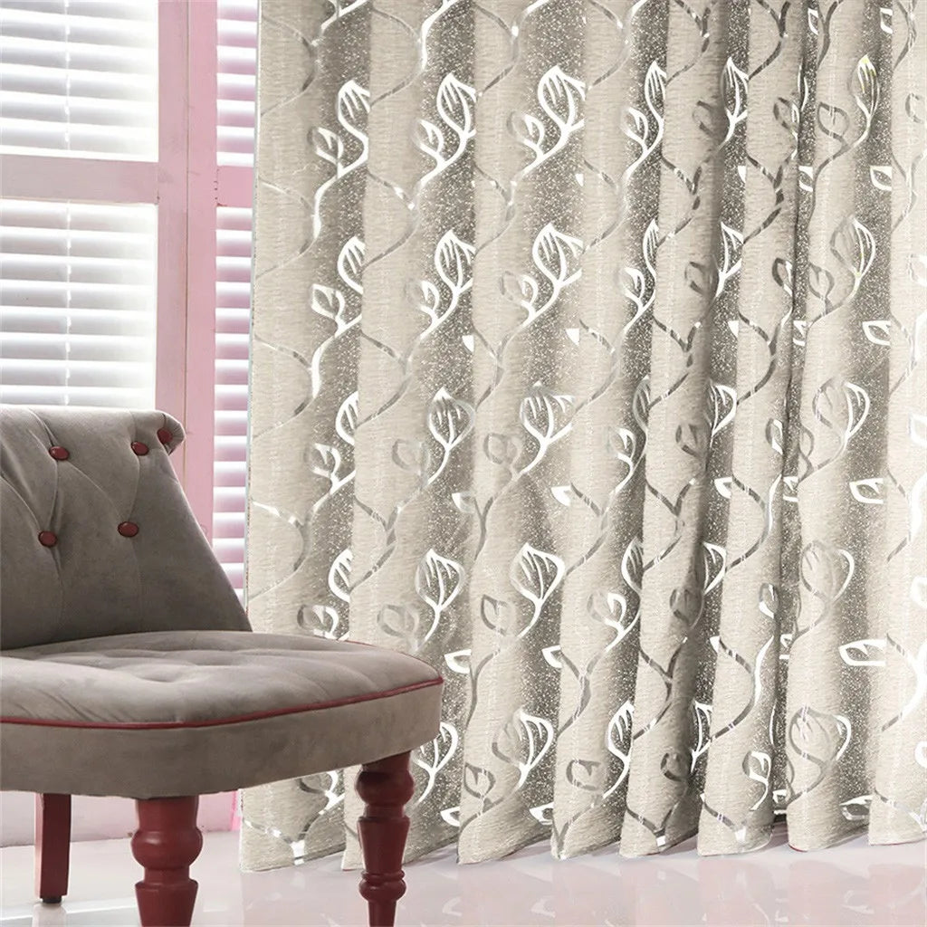 Vines Leaves Tulle Sheer Curtain Panel – Window Drape & Valance