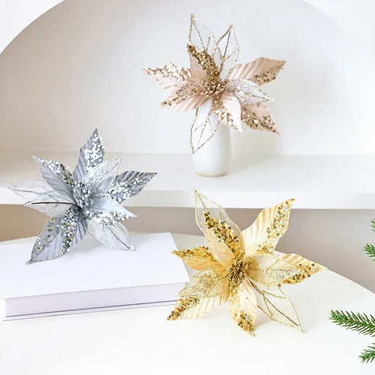 Glitter Poinsettia Flower Ornament – Christmas & Wedding Decor Christmas Flower Ornament Oasis Select