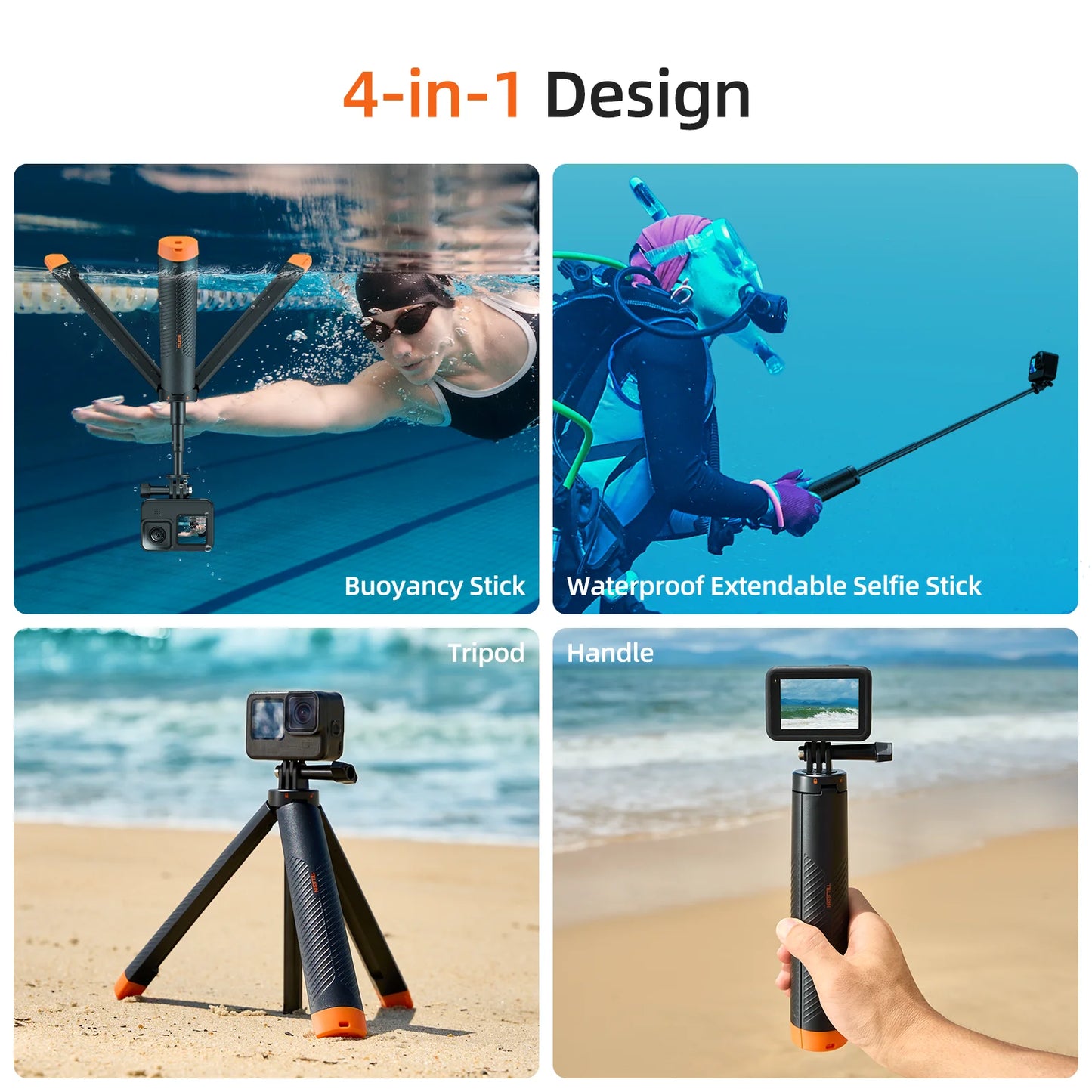 TELESIN Underwater Buoyancy Bar Diving Extendable Selfie Stick Tripod For Gopro Insta360 DJI OSMO Action Camera Accessories Peaceful Pleasures Health and Wellness