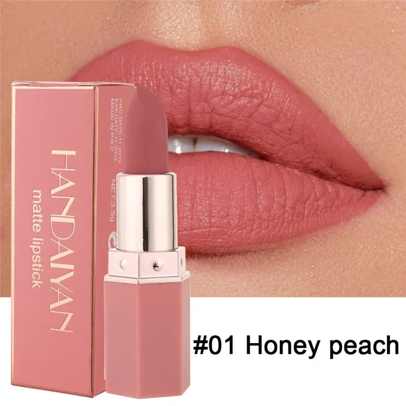 Handaiyan 6-Color Matte Waterproof Velvet Lipstick – Long-Lasting