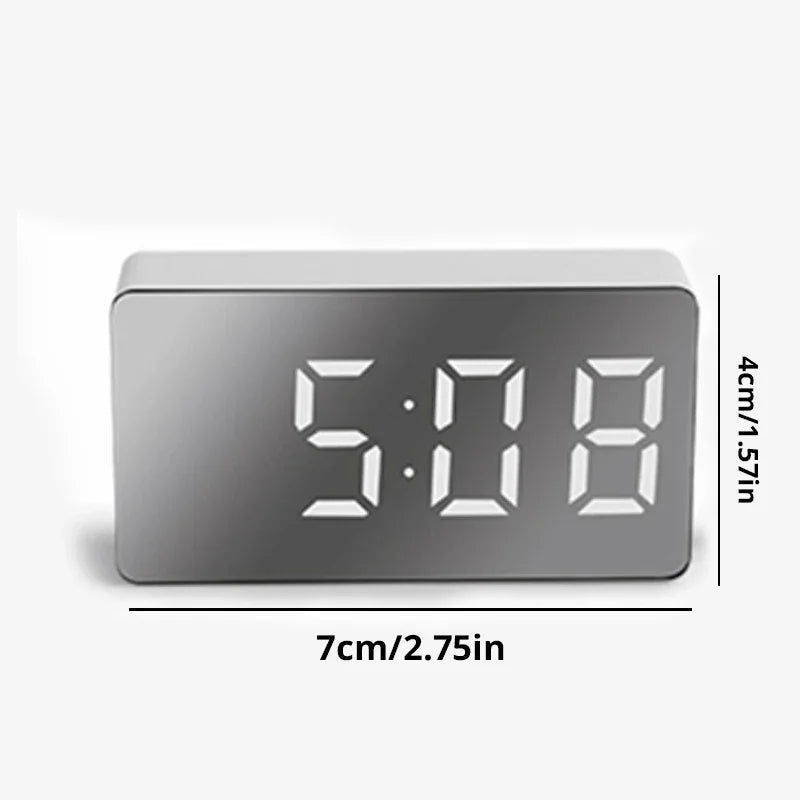 1Pc White LED Mirror Table Clock Snooze Display Time Night Light Desktop USB Alarm Clock Home Decor Peaceful Pleasures Health and Wellness