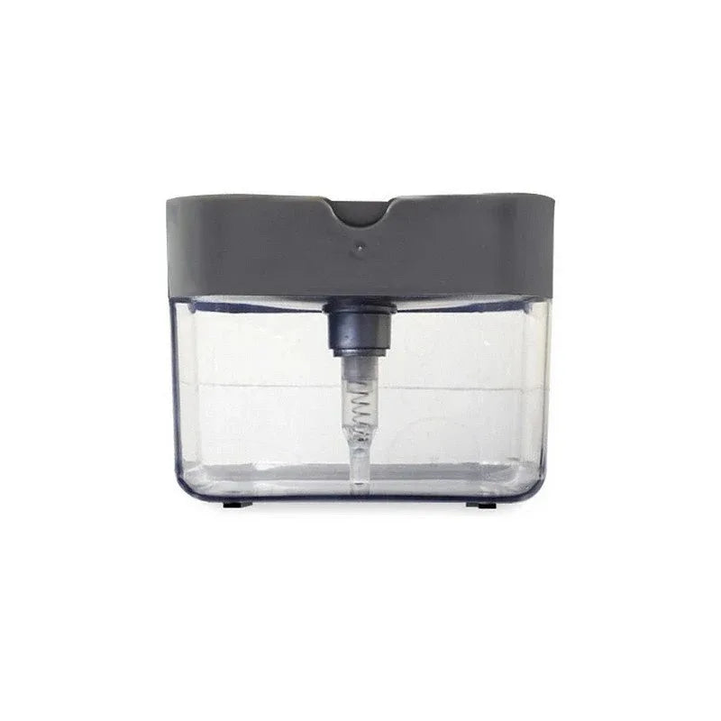 Dishwashing Cleaning Kit Portable Press Soap Dispenser Pot with Detergent Bottle Clean Cloth for Kitchen Peaceful Pleasures Health and Wellness grey