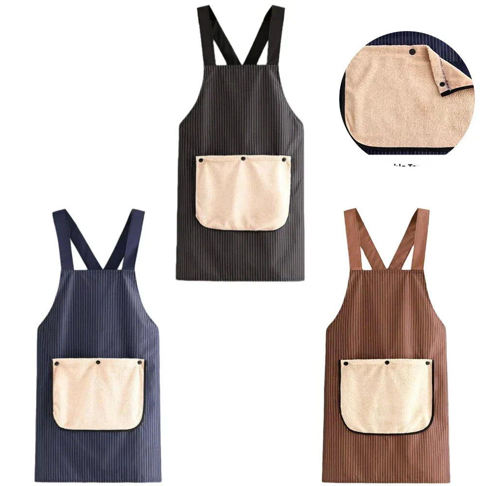 2026 Newest Waterproof Kitchen Apron With Detachable Towel Anti-fouling Sleeveless Cross Back Cooking Baking Restaurant Uniform Peaceful Pleasures Health and Wellness