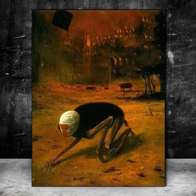 Zdzisław Beksiński Artwork Polish Surreal Dark Poster Prints Canvas Painting Gothic Wall Art for Living Room Home Decor Mural Peaceful Pleasures Health and Wellness