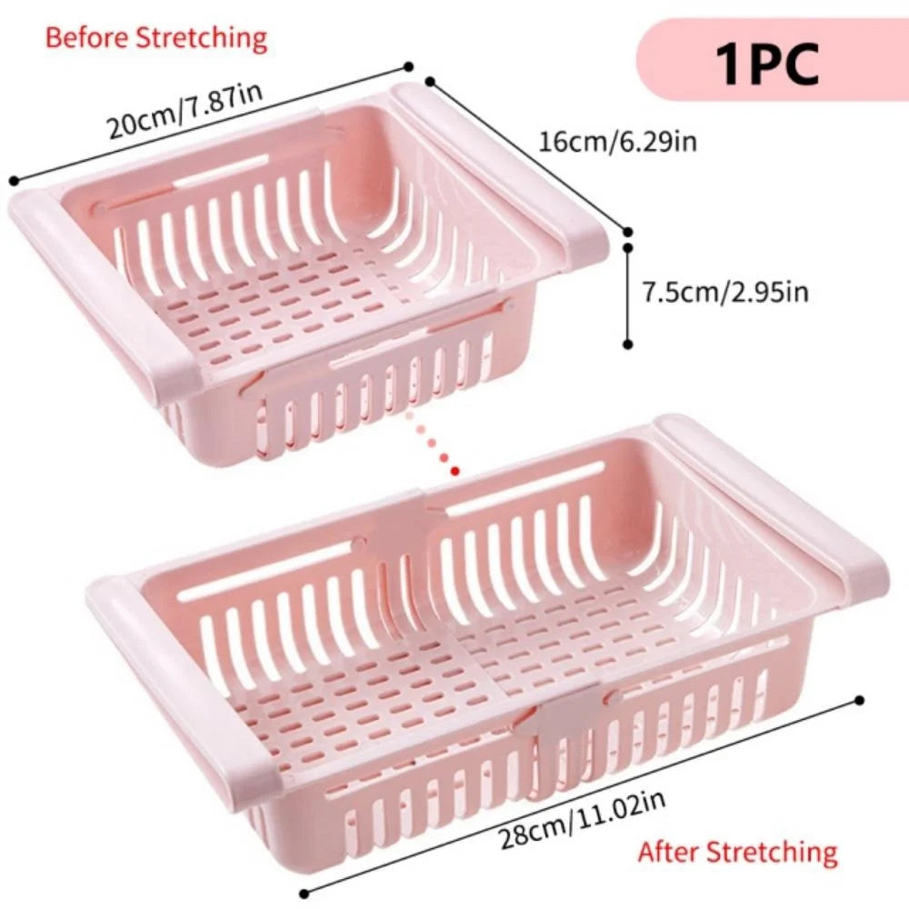 Expandable Fridge Drawer Organizer – Pull-Out Shelf Storage Rack Fridge Shelf Organizer Peaceful Pleasures Health and Wellness 1Pc Pink