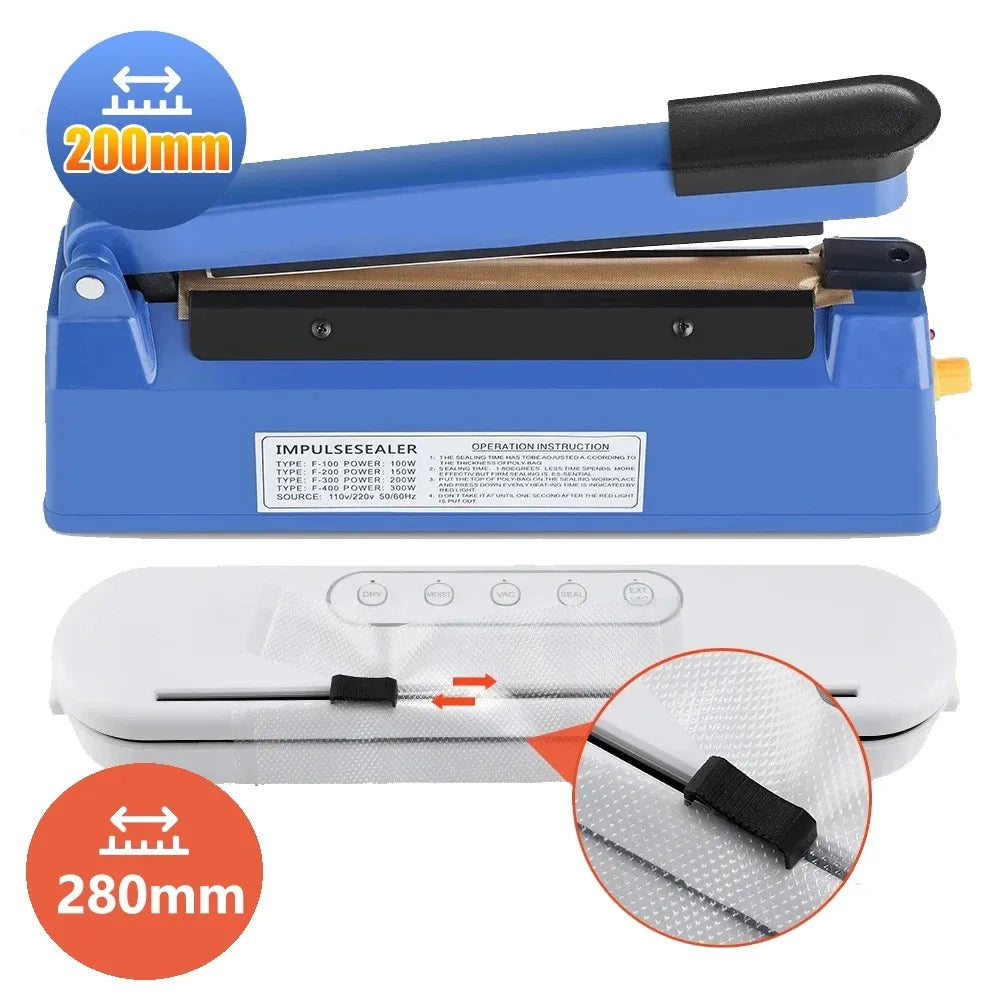 280/200mm 110/220V Heat Seal Machine Household Impulse Vacuum & Power Suction Food Meat Plastic Bag Sealer Kitchen Fruit Storage Peaceful Pleasures Health and Wellness