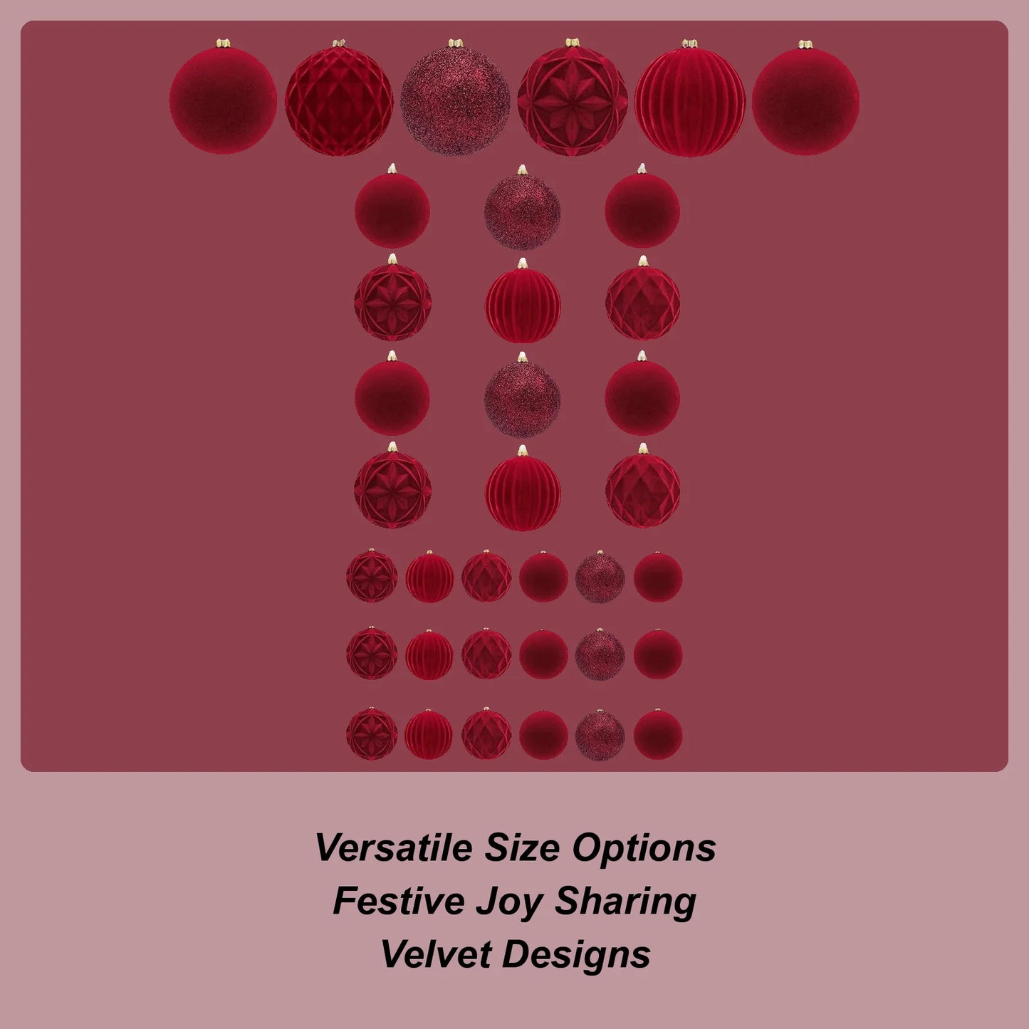 36-Piece Velvet Shatterproof Christmas Ball Ornaments Set