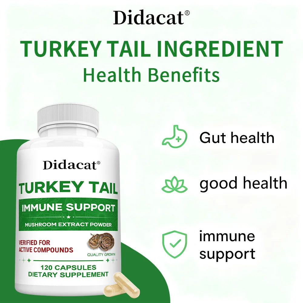 Turkey Tail Mushroom Capsules - Mushroom Supplement for Immune System Health Support - 850 Mg Premium Mushroom Supplements Peaceful Pleasures Health and Wellness