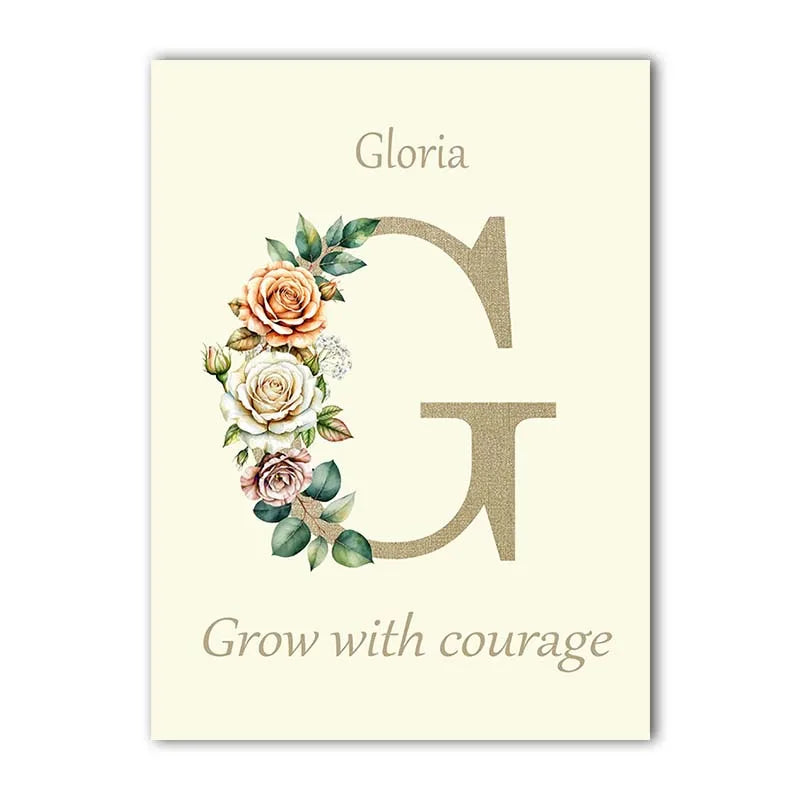 Custom Name Nursery Canvas Art | Bunny Floral Kids Wall Decor Nursery Canvas Print Peaceful Pleasures Health and Wellness E 40x60cm No Frame China Mainland