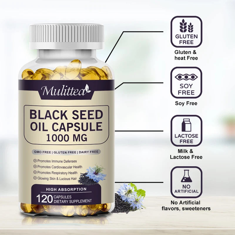 Black Seed Oil Capsules – Hair, Skin, Digestion, Immunity & Blood Pressure | 120 Count Peaceful Pleasures Health and Wellness